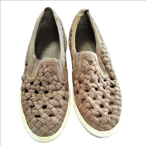 1. State Delphine taupe brown braided slip on sneakers size 7 NWOT